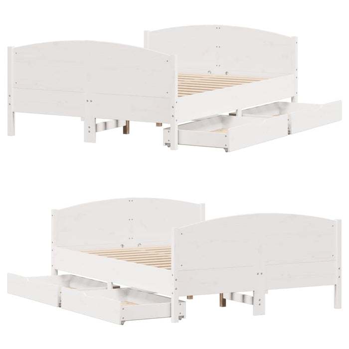 Letto senza Materasso Bianco 120x190 cm Legno Massello di Pino 3301801