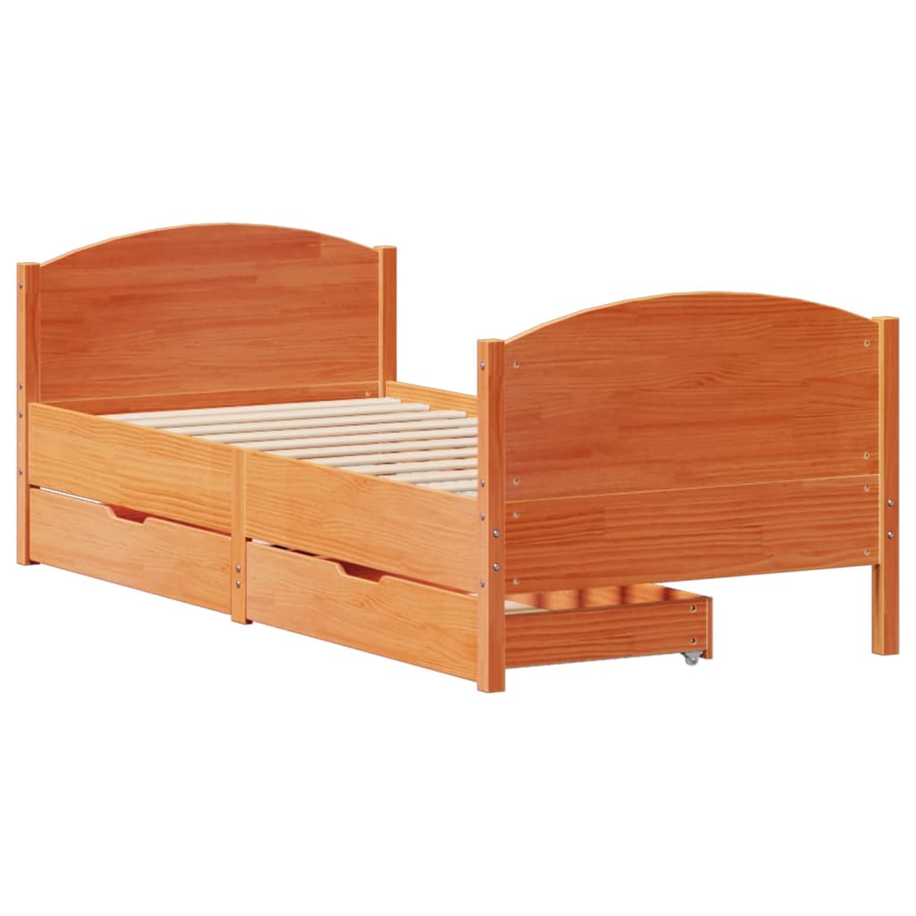 Letto senza Materasso Marrone Cera 90x190 cm in Legno di Pino 3301811