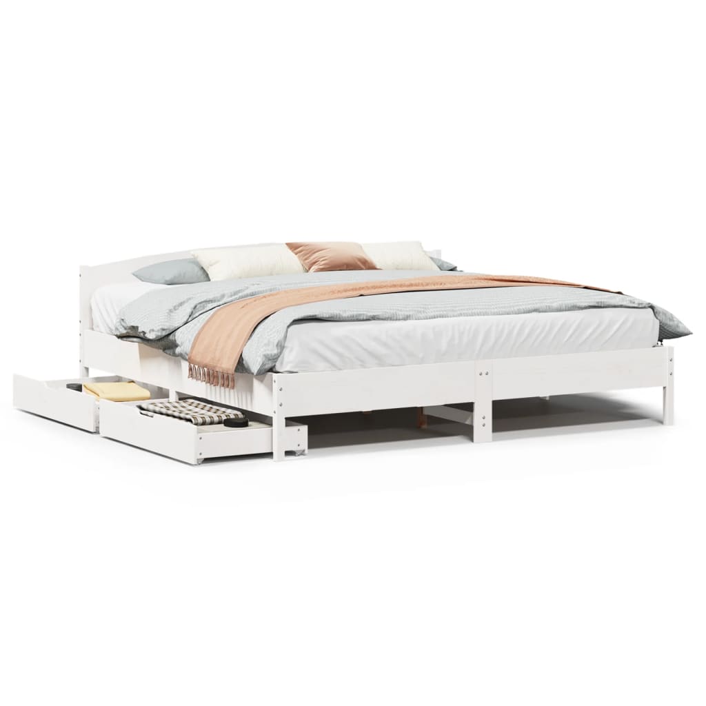 Letto senza Materasso Bianco 180x200 cm Legno Massello di Pino 3301819