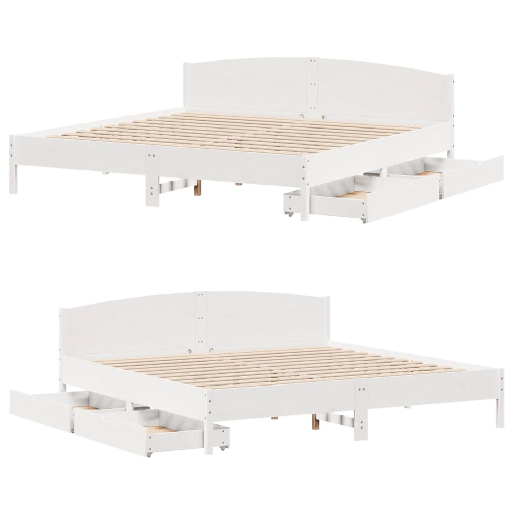 Letto senza Materasso Bianco 180x200 cm Legno Massello di Pino 3301819