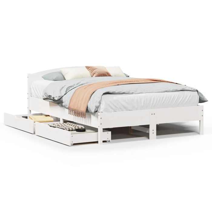 Letto senza Materasso Bianco 150x200 cm Legno Massello di Pino 3301825