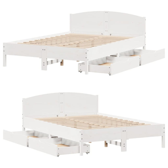 Letto senza Materasso Bianco 140x190 cm Legno Massello di Pino 3301834