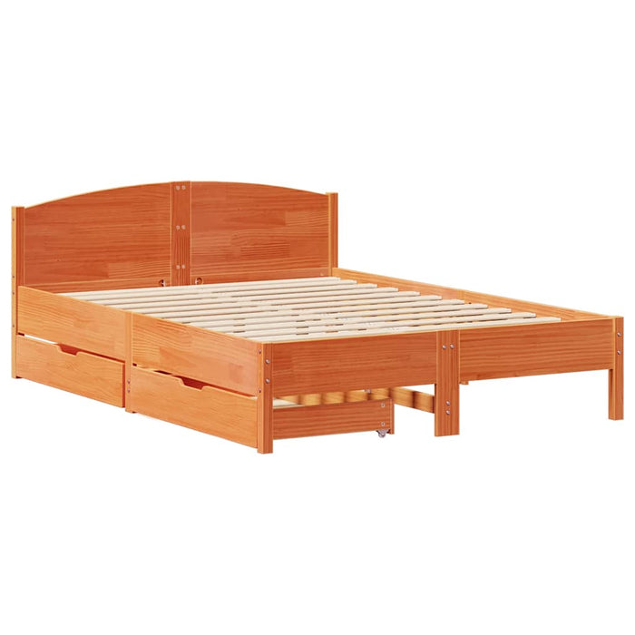 Letto senza Materasso Marrone Cera 135x190 cm in Legno di Pino 3301838