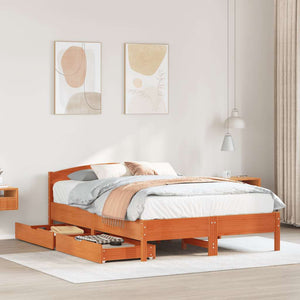 Letto senza Materasso Marrone Cera 135x190 cm in Legno di Pino 3301838