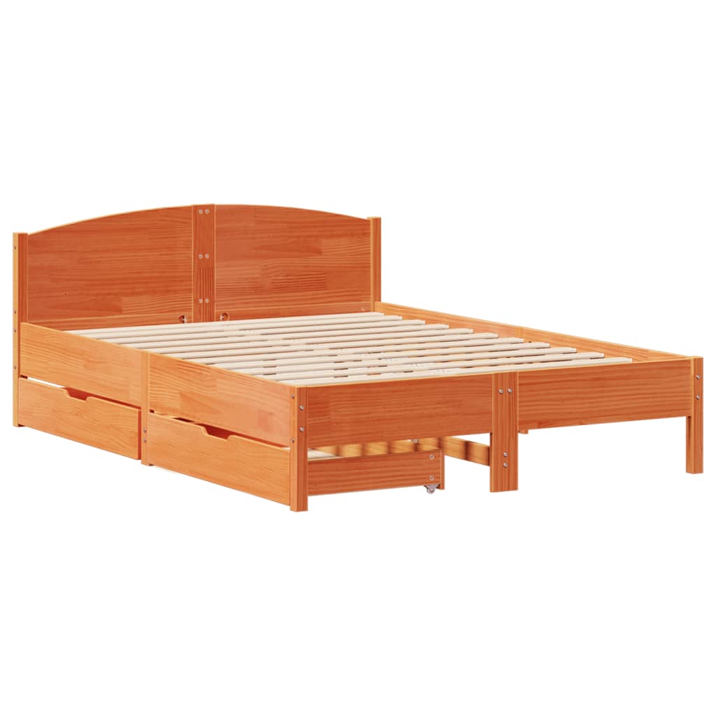 Letto senza Materasso Marrone Cera 120x190 cm in Legno di Pino 3301841