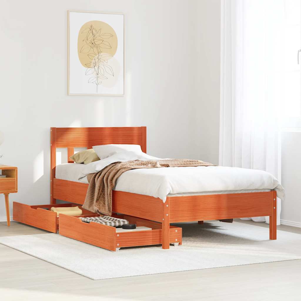 Letto senza Materasso Marrone Cera 100x200 cm in Legno di Pino 3301874