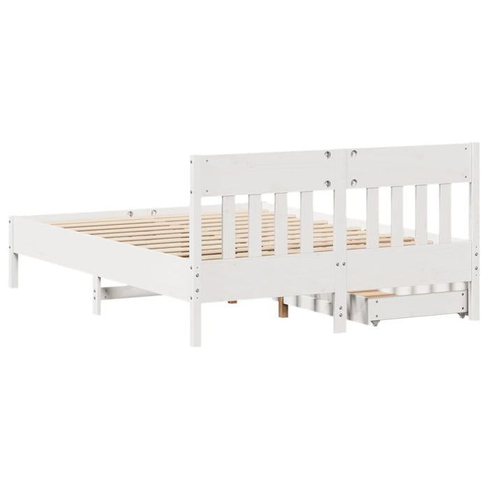 Letto senza Materasso Bianco 140x190 cm Legno Massello di Pino 3301879