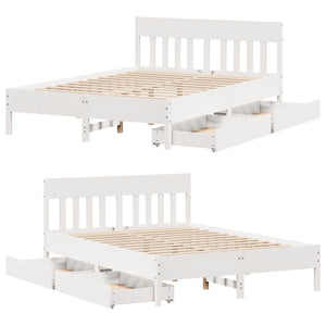 Letto senza Materasso Bianco 140x190 cm Legno Massello di Pino 3301879