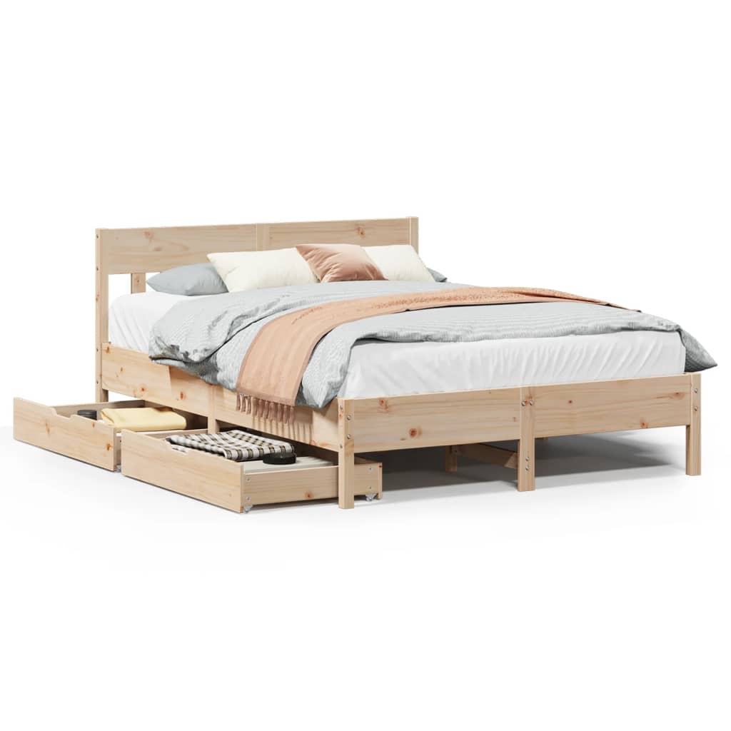 Letto senza Materasso 135x190 cm in Legno Massello di Pino 3301881