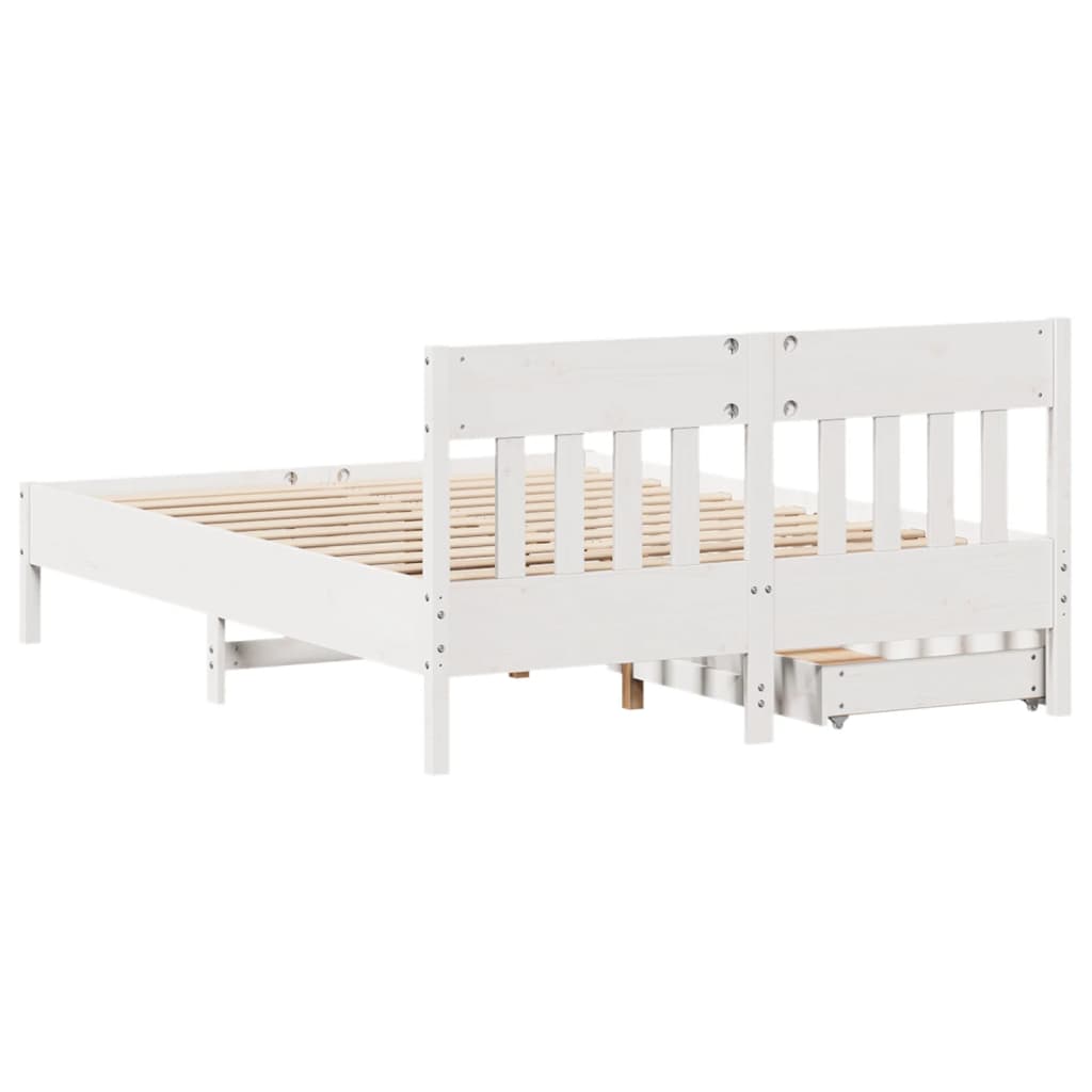 Letto senza Materasso Bianco 135x190 cm Legno Massello di Pino 3301882