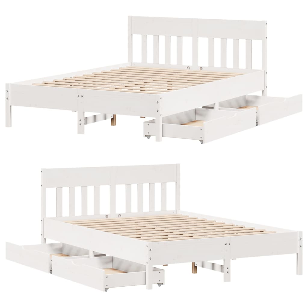 Letto senza Materasso Bianco 120x190 cm Legno Massello di Pino 3301885