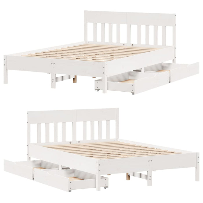 Letto senza Materasso Bianco 120x190 cm Legno Massello di Pino 3301885