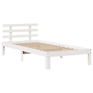 Giroletto con Cassetti Bianco 90x200 cm Legno Massello di Pino 3302005