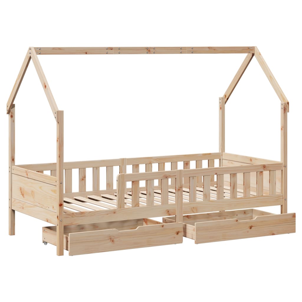 Giroletto Bambini con Cassetti 90x200 cm Legno Massello di Pino 3302032