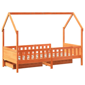 Giroletto Bambini con Cassetti 90x200 cm Legno Massello di Pino 3302034