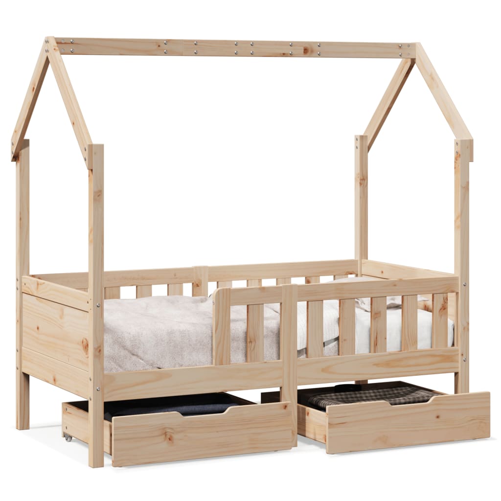 Giroletto per Bambini con Cassetti 80x160cm Legno Massello Pino 3302041