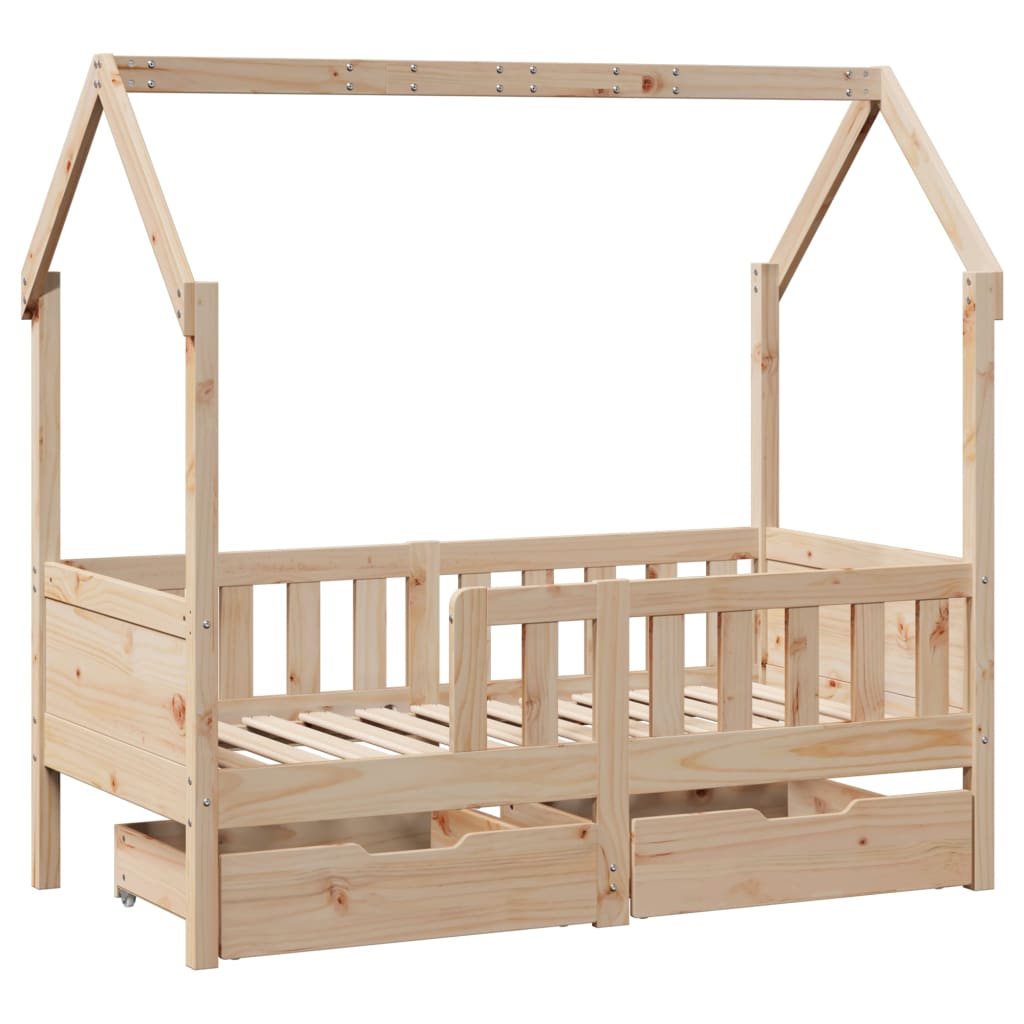 Giroletto per Bambini con Cassetti 80x160cm Legno Massello Pino 3302041