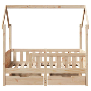 Giroletto per Bambini con Cassetti 80x160cm Legno Massello Pino 3302041