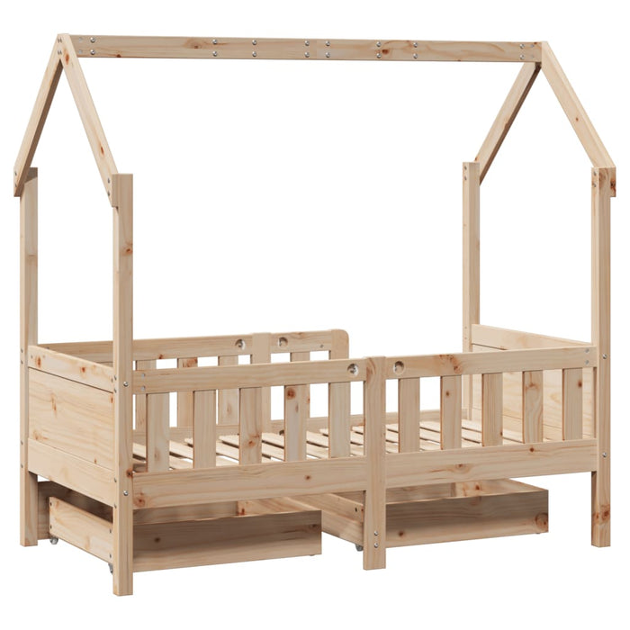 Giroletto per Bambini con Cassetti 80x160cm Legno Massello Pino 3302041