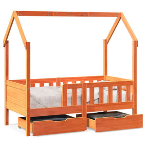 Giroletto per Bambini con Cassetti 80x160cm Legno Massello Pino 3302043