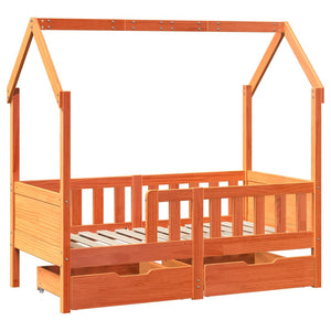 Giroletto per Bambini con Cassetti 80x160cm Legno Massello Pino 3302043