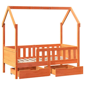 Giroletto per Bambini con Cassetti 80x160cm Legno Massello Pino 3302043