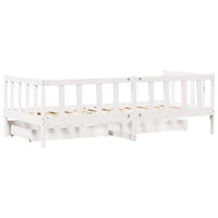 Dormeuse con Cassetti Bianco 90x190 cm Legno Massello di Pino 3302074