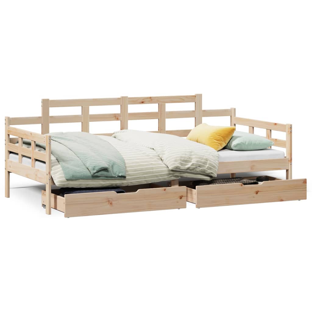 Dormeuse con Cassetti 90x190 cm in Legno Massello Pino 3302124