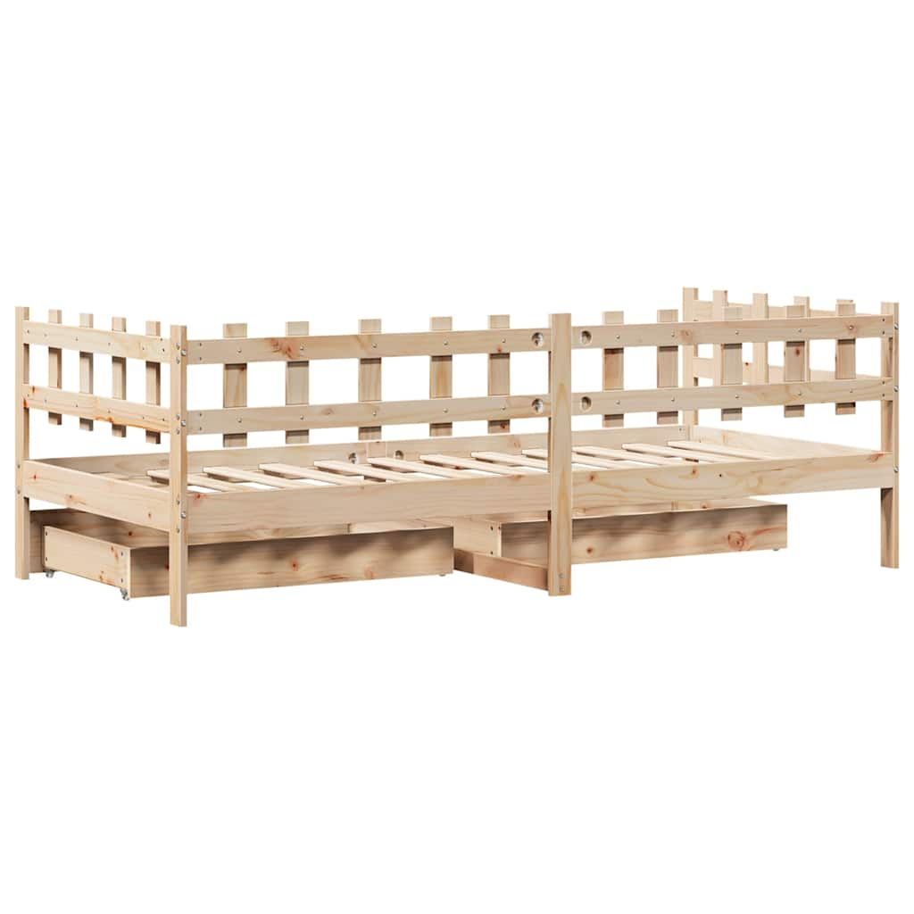 Dormeuse con Cassetti 90x200 cm Legno Massello Pino 3302128