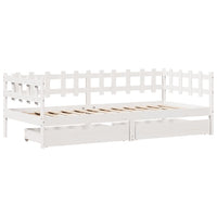 Dormeuse con Cassetti Bianco 90x190 cm Legno Massello di Pino 3302137