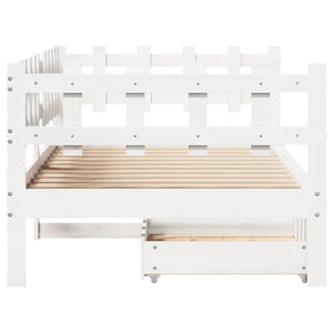 Dormeuse con Cassetti Bianco 90x190 cm Legno Massello di Pino 3302137