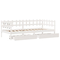 Dormeuse con Cassetti Bianco 90x190 cm Legno Massello di Pino 3302137