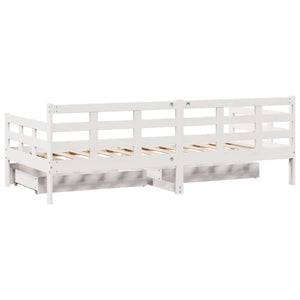 Dormeuse con Cassetti Bianco 90x200 cm Legno Massello di Pino 3302139