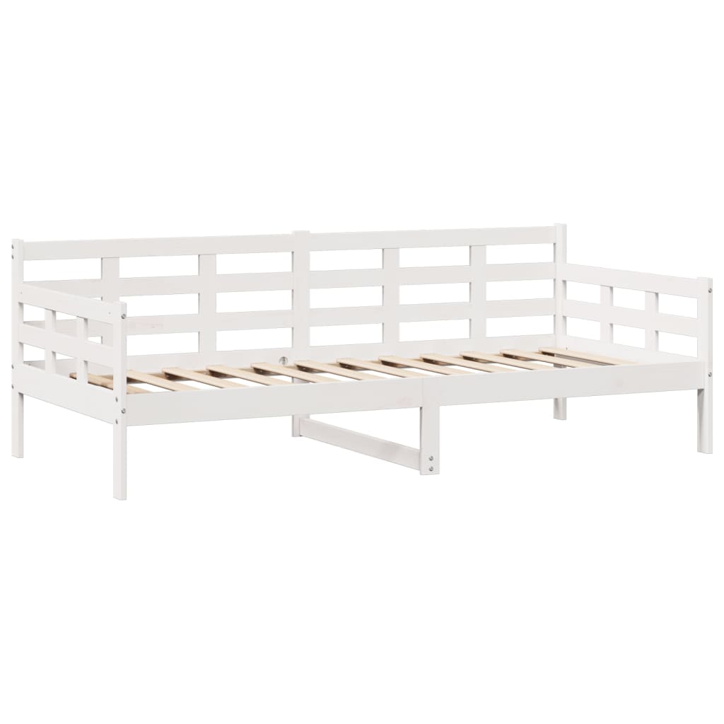 Dormeuse con Cassetti Bianco 90x200 cm Legno Massello di Pino 3302139