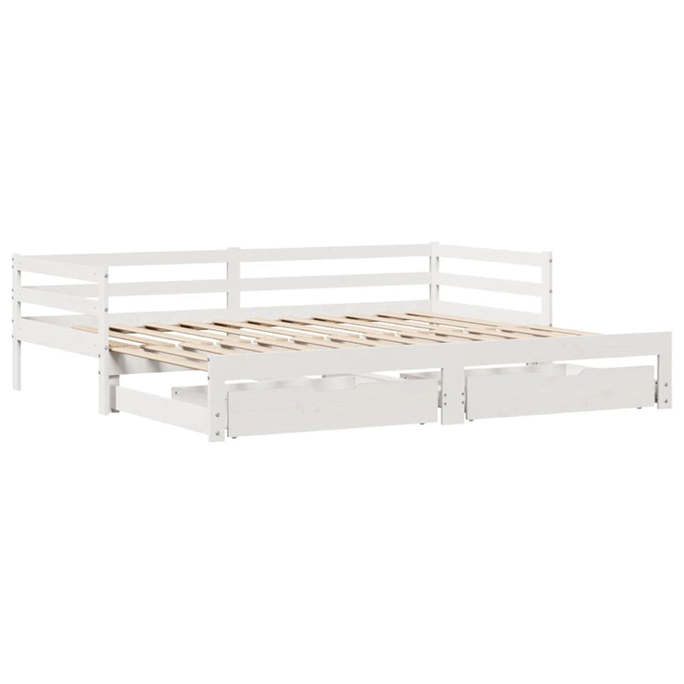 Dormeuse Letto Estraibile e Cassetti Bianco 90x190cm Legno Pino 3302147