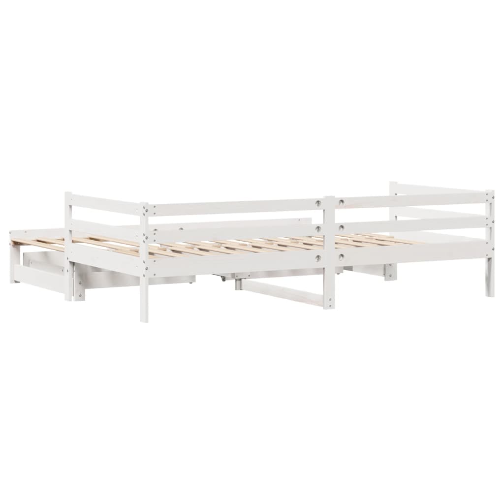 Dormeuse Letto Estraibile e Cassetti Bianco 90x190cm Legno Pino 3302147