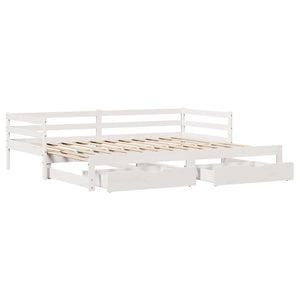 Dormeuse Letto Estraibile e Cassetti Bianco 90x190cm Legno Pino 3302147