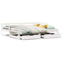 Dormeuse Letto Estraibile e Cassetti Bianco 90x190cm Legno Pino 3302147