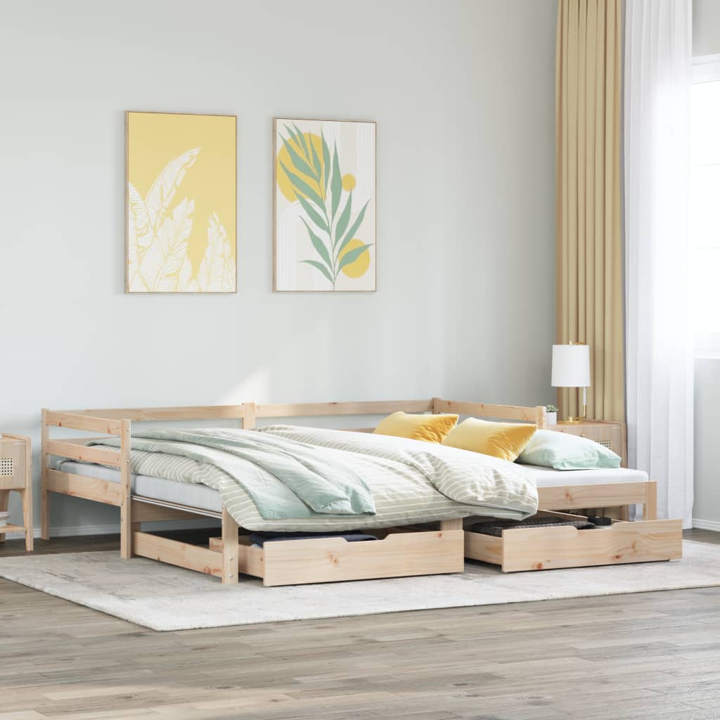 Dormeuse con Letto Estraibile e Cassetti 90x190cm Massello Pino 3302150