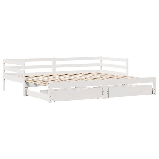 Dormeuse Letto Estraibile e Cassetti Bianco 90x190cm Legno Pino 3302151