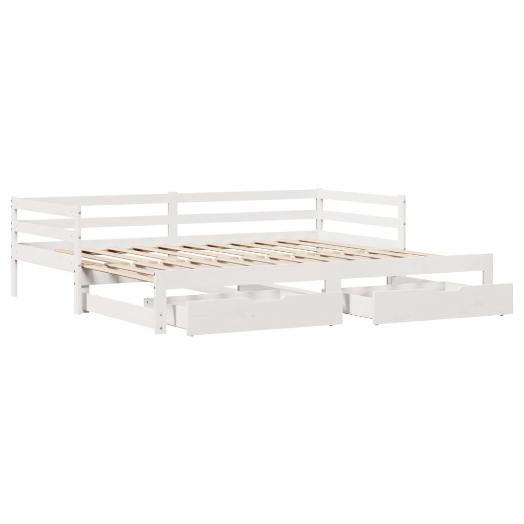 Dormeuse Letto Estraibile e Cassetti Bianco 90x190cm Legno Pino 3302151