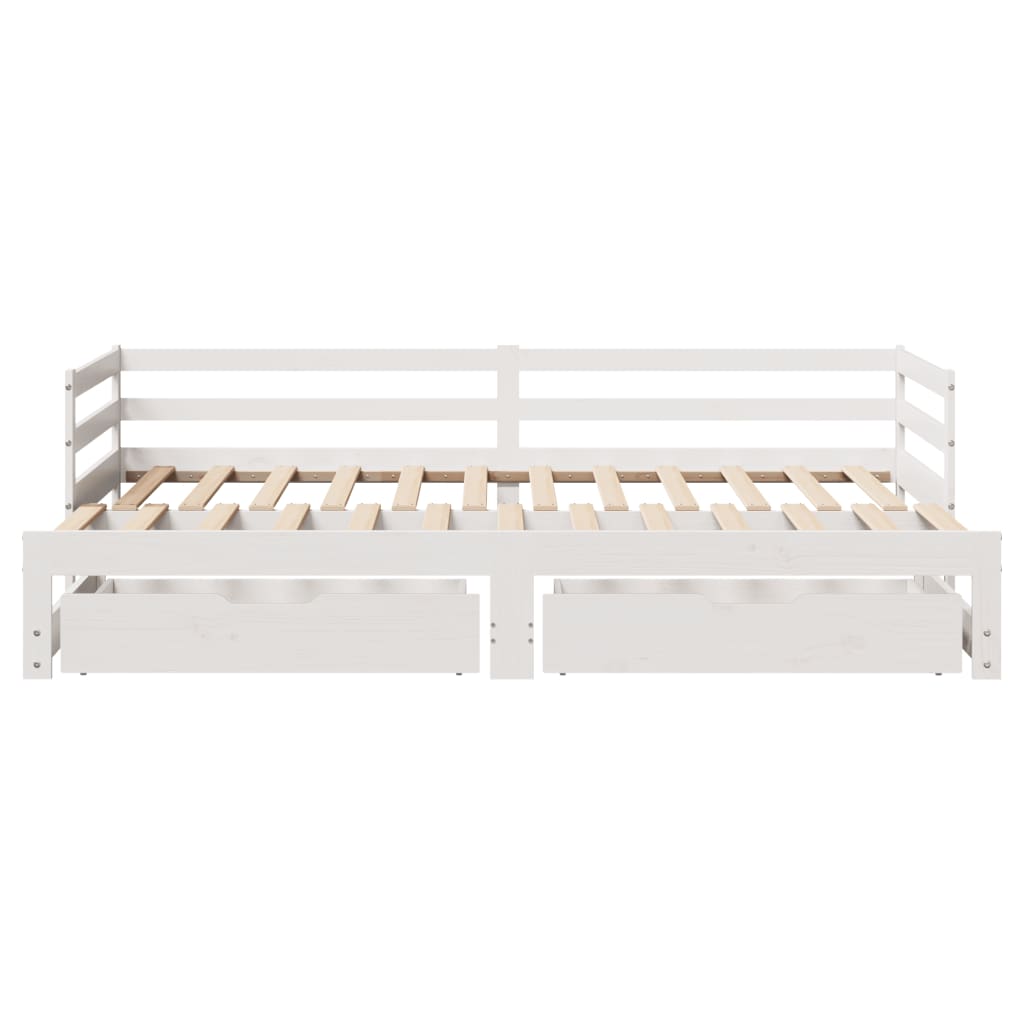 Dormeuse Letto Estraibile e Cassetti Bianco 90x190cm Legno Pino 3302157