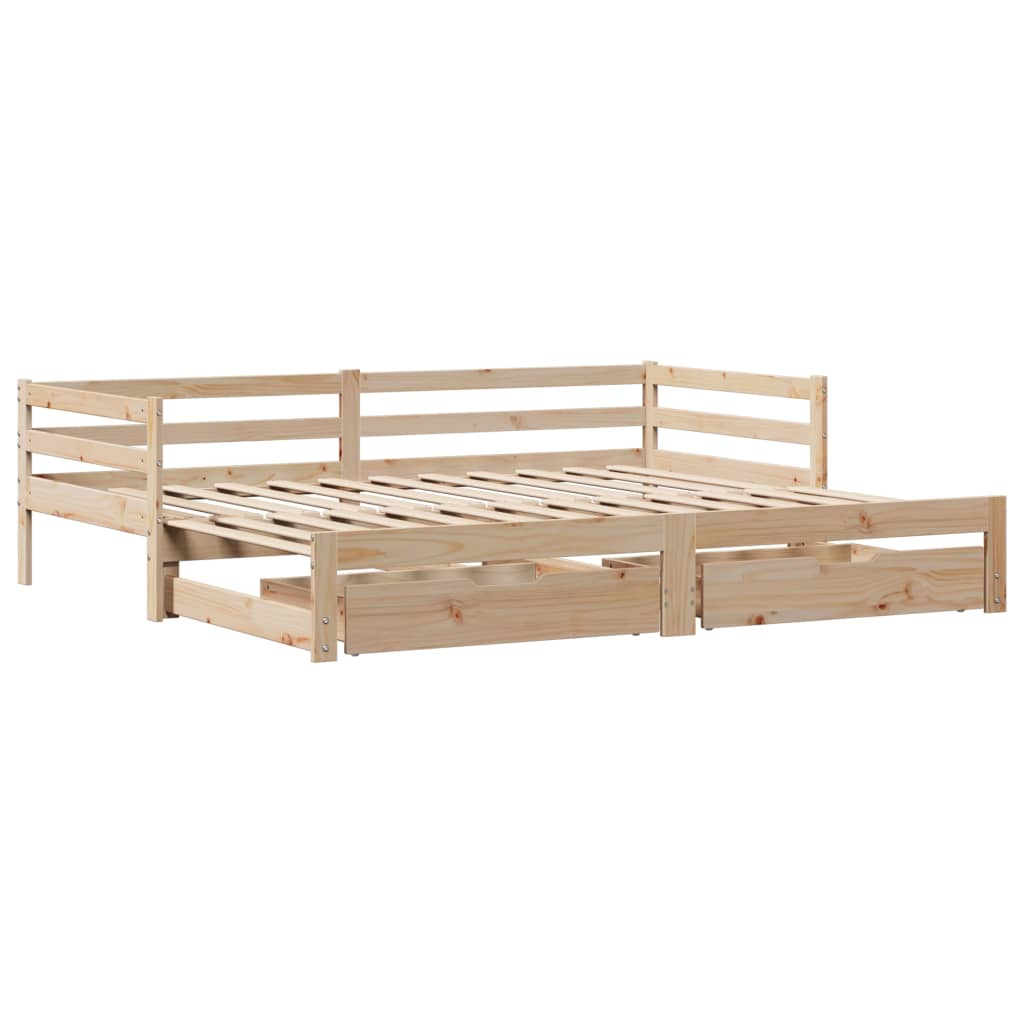 Dormeuse Letto Estraibile e Cassetti Bianca 80x200cm Legno Pino 3302158