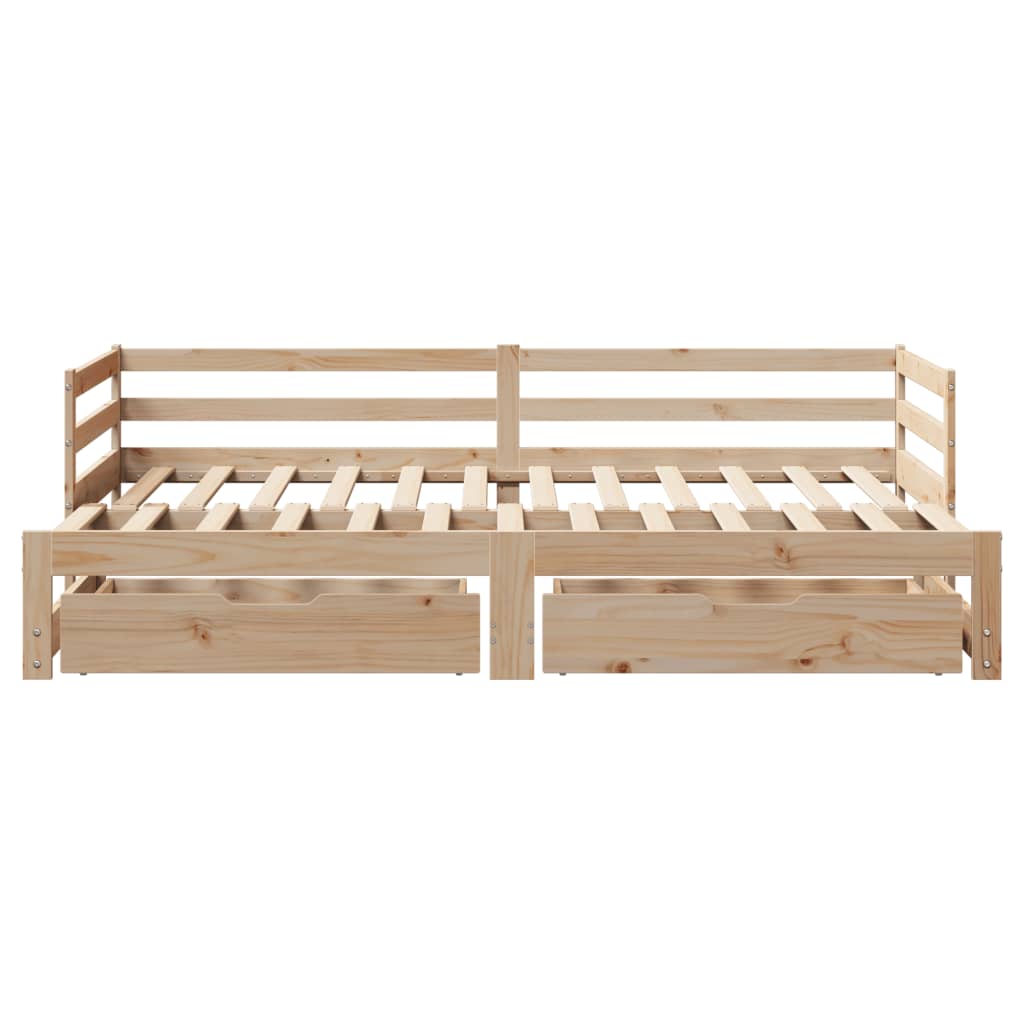 Dormeuse Letto Estraibile e Cassetti Bianca 80x200cm Legno Pino 3302158