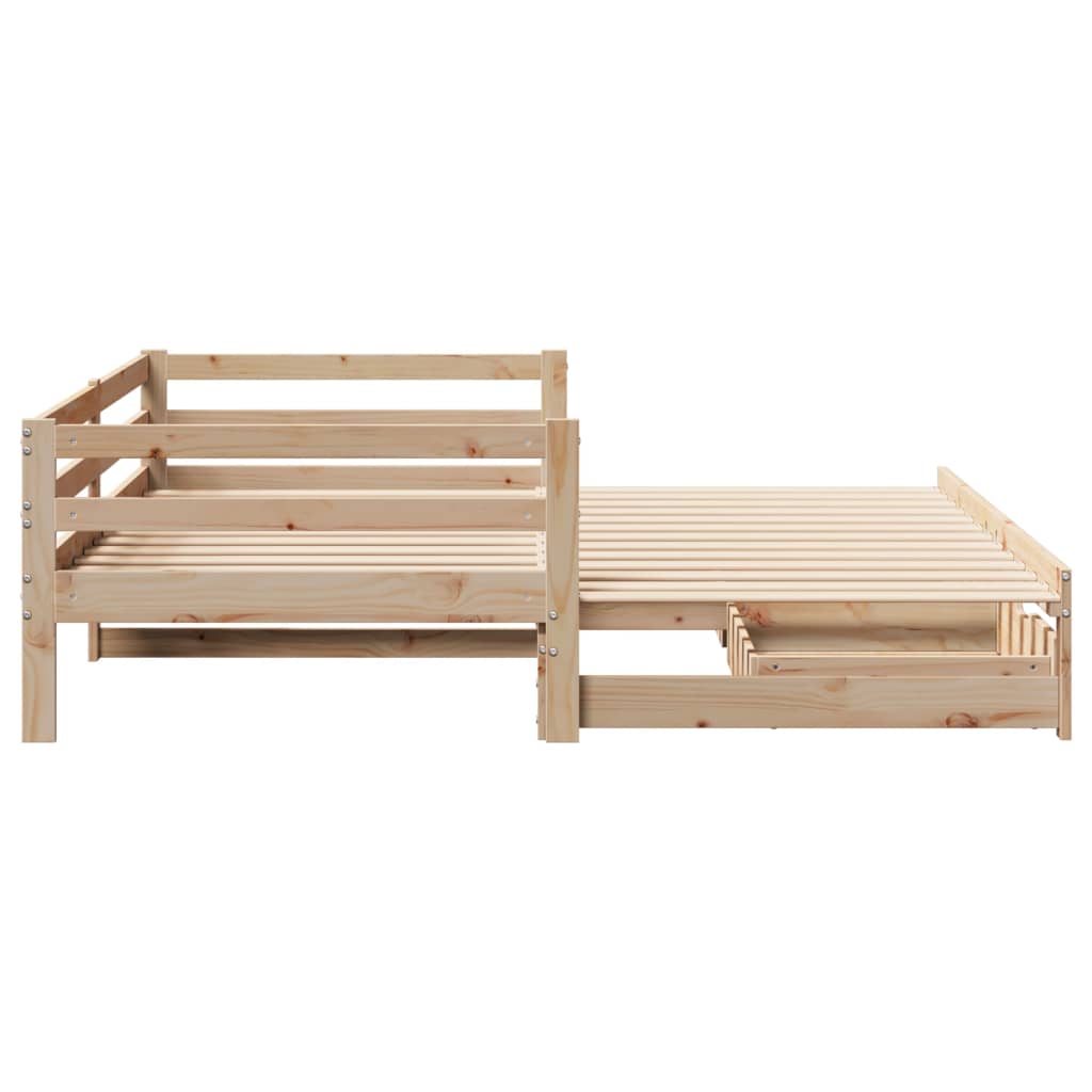 Dormeuse Letto Estraibile e Cassetti Bianca 80x200cm Legno Pino 3302158