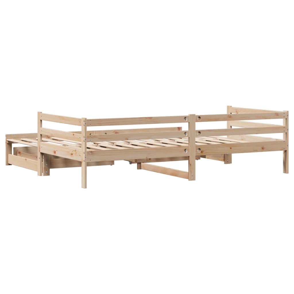 Dormeuse Letto Estraibile e Cassetti Bianca 80x200cm Legno Pino 3302158