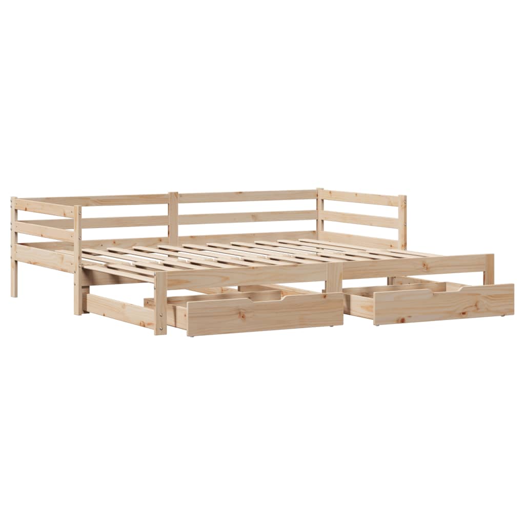 Dormeuse Letto Estraibile e Cassetti Bianca 80x200cm Legno Pino 3302158