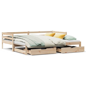 Dormeuse Letto Estraibile e Cassetti Bianca 80x200cm Legno Pino 3302158