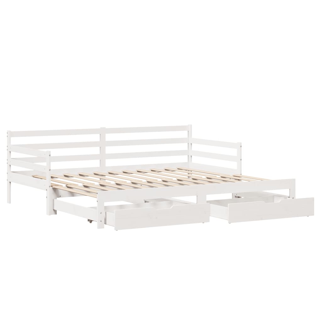 Dormeuse Letto Estraibile e Cassetti Bianco 90x200cm Legno Pino 3302172