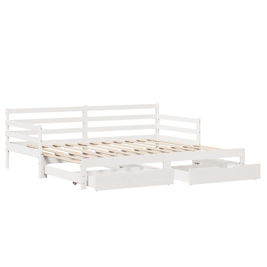 Dormeuse Letto Estraibile e Cassetti Bianco 90x200cm Legno Pino 3302172